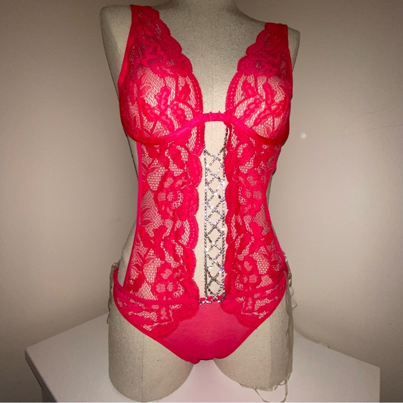 La senza negligé! Coral pink with optional crystal decoration - Picture 2 of 6